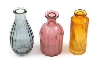 Ensemble de trois vases en verre coloré 1