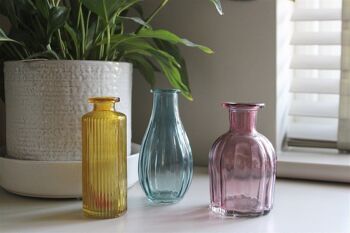 Ensemble de trois vases en verre coloré 5