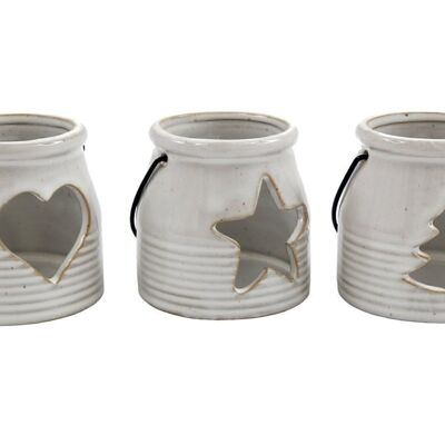 Set aus drei Teelichthaltern aus Keramik