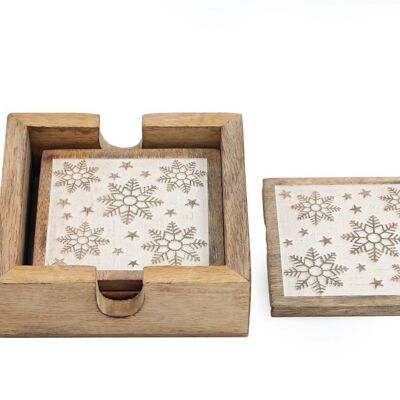 Set of Four Wooden Snowflake Coasters
