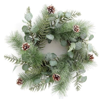 Christmas Eucalyptus and Icy Pinecone Wreath