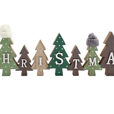 Row of Christmas Trees Decoration With Hats Green