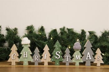 Décoration de rangée d'arbres de Noël avec des chapeaux verts 4