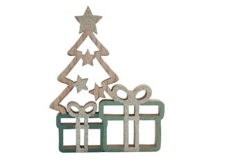 Arbre de Noël avec cadeaux vert et or 1