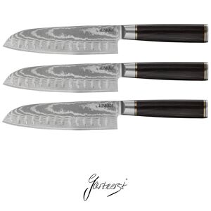 Gartnerst® 3 x couteaux Santoku "LESSBLADE" 180mm / 7''", Acier Damas