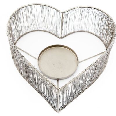 Silver Heart Candle Holder