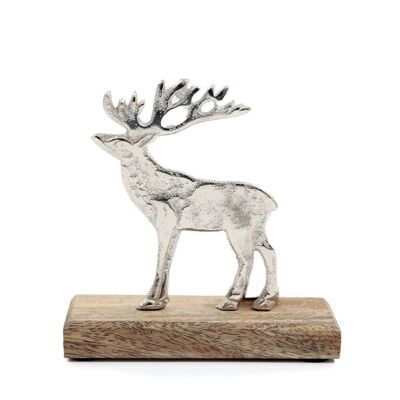 Silver Reindeer On Wood Base