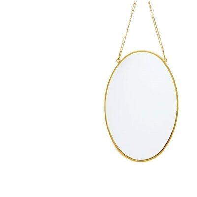 Miroir ovale suspendu doré