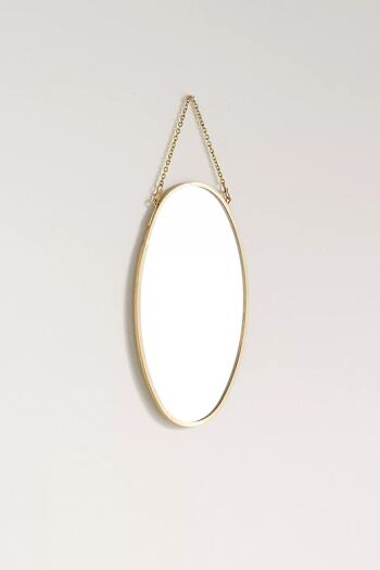 Miroir ovale suspendu doré 2