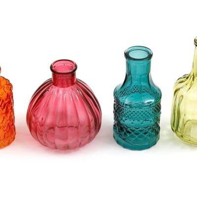Set of Four Boho Posy Vase Bottles