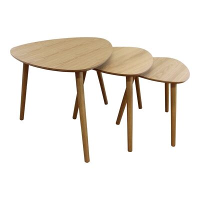 Set de 3 Tables Gigognes Ovales, Finition Bois