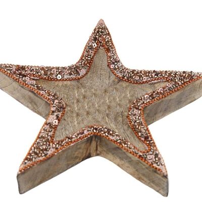 Kupferverzierte Sternschale aus Holz