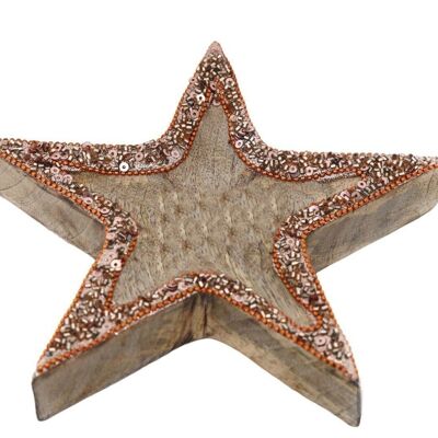 Copper Embellished Wooden Star Bowl