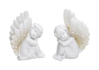 Anges en poly, triés 2 fois (L/H/P) 4x7x5 cm