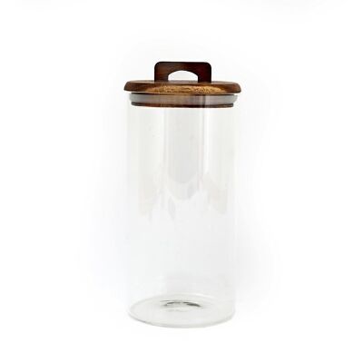 Pot de conservation en verre avec couvercle en acacia 1,4 L