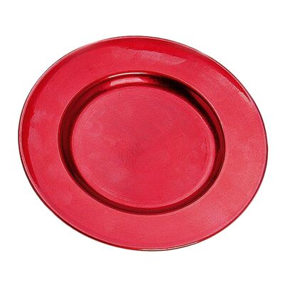 Red plate made of plastic
