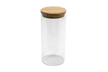 Pot en verre avec couvercle en bambou 21 cm 1
