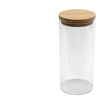 Glasgefäß mit Bambusdeckel 21 cm