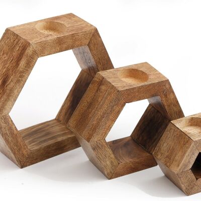 Set of Three Hexagon Tealight Holders