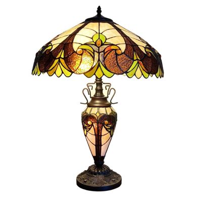 Gelbe Doppel-Tiffany-Lampe 68cm