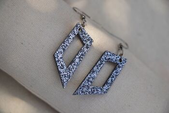 Boucles d'oreilles Thaïs argentée - Noir paillettes 3