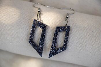 Boucles d'oreilles Thaïs argentée - Noir paillettes 5