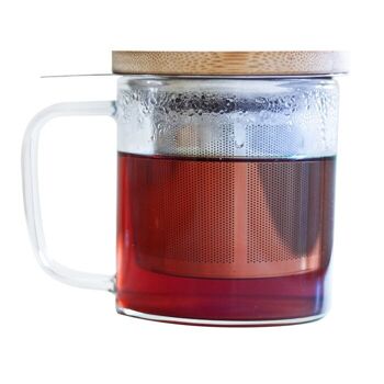 Mug en verre avec filtre et couvercle pour infusions et thés 1