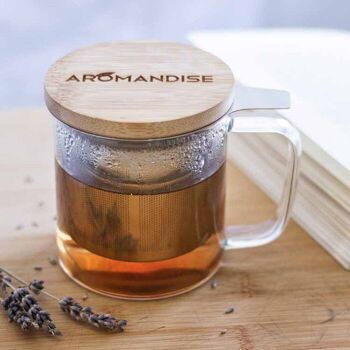 Mug en verre avec filtre et couvercle pour infusions et thés 2