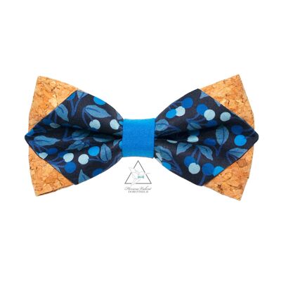 Pointed cork bow tie - Cherry Drop Blue