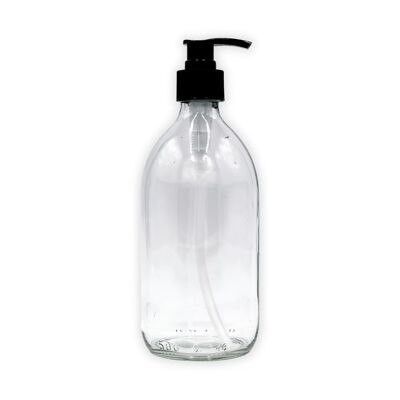 Bottiglia con pompa in vetro trasparente