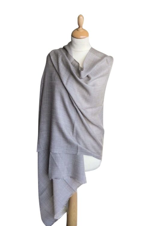 Very Fine Grey Beige Wool Shawl