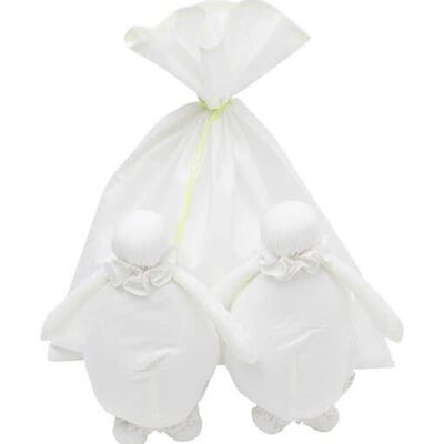 Duo of white neon thread Wave model dolls size 1