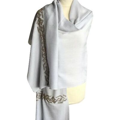 Light Grey with Gold Greek Design Border