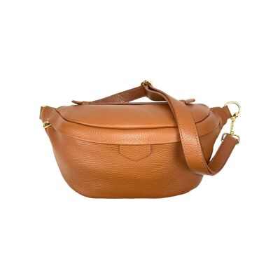 Leather fanny pack with zippers
