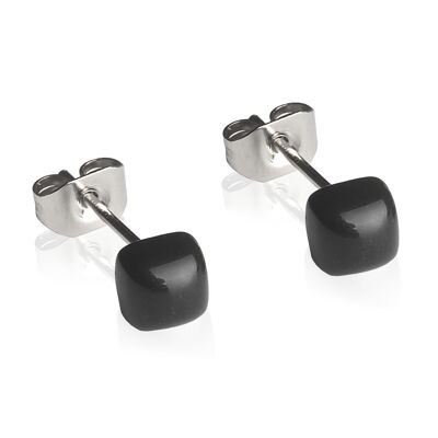 Geometric earrings small / onyx black / upcycled & handmade