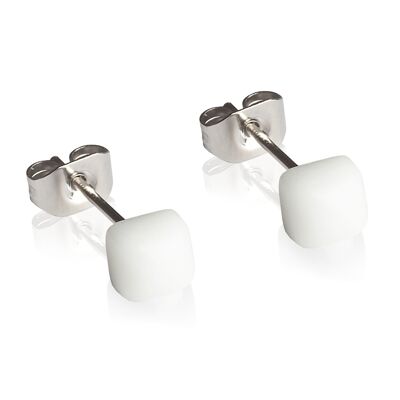 Geometric earrings small / snow white / upcycled & handmade