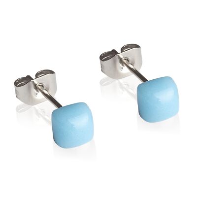 Geometric earrings small / sky blue / upcycled & handmade
