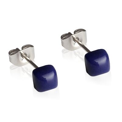 Geometrische Ohrringe klein / Nachtblau / Upcycling & Handmade