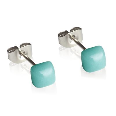 Geometric earrings small / Caribbean blue / Upcycled & Handmade