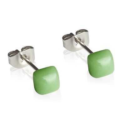 Geometric earrings small / lime green / upcycled & handmade