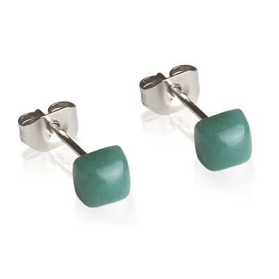 Boucles d'oreilles géométriques petites / vert malachite / upcyclées & faites main