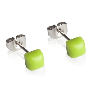 Boucles d'oreilles géométriques petites / vert lime / upcyclées & faites main