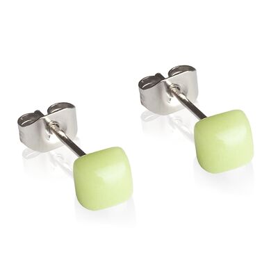 Geometric earrings small / may green / upcycled & handmade