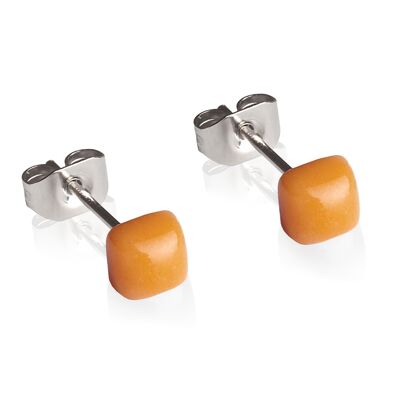 Geometric earrings small / saffron yellow / upcycled & handmade