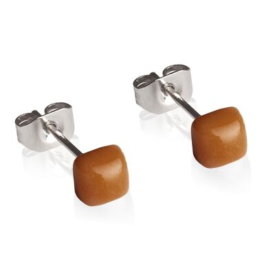 Geometric earrings small / nut brown / upcycled & handmade