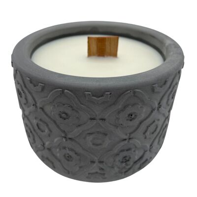 ETONI Handmade scented candle with unique vessel and natural wooden wick - premium handcraft for ambience and relaxation I dark grey