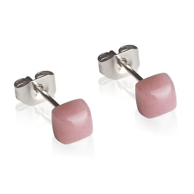 Pendientes geométricos pequeños / rosa arena / reciclados y hechos a mano