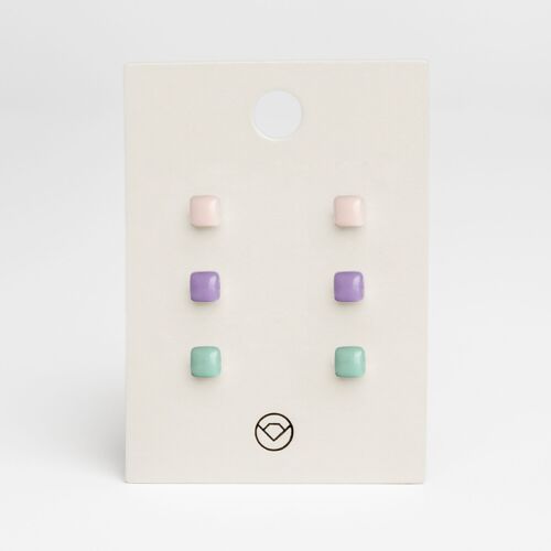 Geometrische Ohrringe 3er Set / Zartrosa • Lavendel • Minzgruen / Upcycling & Handmade