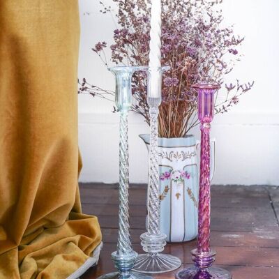 Bougeoir Artisanal en verre soufflé recyclé - Giverny - Fait main