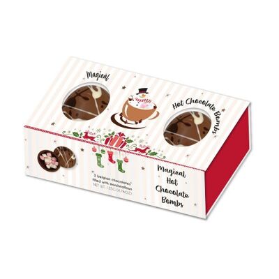 CAJA DE 3 BOLAS MÁGICAS DE CHOCOLATE CALIENTE 135g - Caja de 6